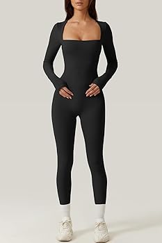 Amazon.com: QINSEN Woman's Square Neck Long Sleeve High